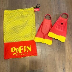 DaFin Red and Yellow Swim Fins with Mesh Bag